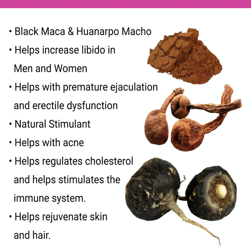 Organic Black Maca and Huanarpo Macho: Vegan-Friendly Sexual Wellness Capsules for Men & Women - Comprehensive 120 Vegan Capsules with a Blend for Boosted Libido, Fertility, Endurance, and Vitality