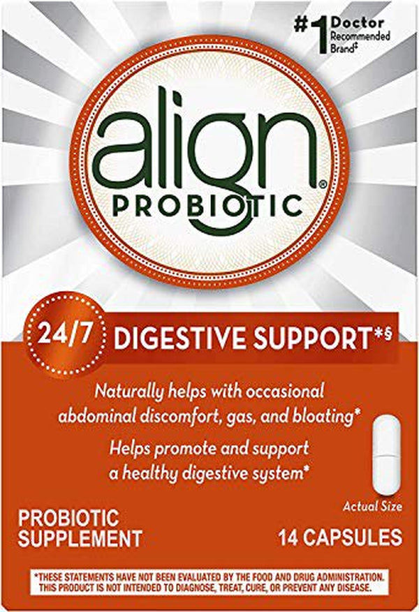 Align Probiotic, #1 Brand, Helps with Occasional Gas, Abdominal Discomfort, Bloating to Support a Healthy Digestive System 24/7, 14 Capsules