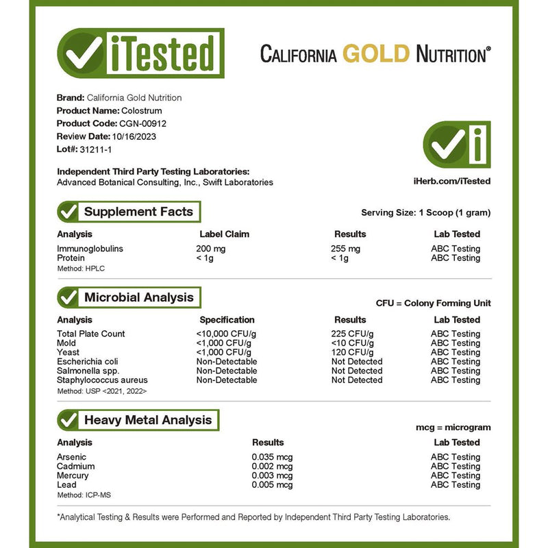 California Gold Nutrition Colostrum, 7.05 Oz (200 G)