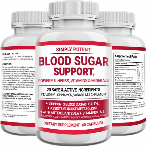 Blood Sugar Support Supplement 20 Herb/Vitamin Blend Glucose Balance & Control 60 Capsule