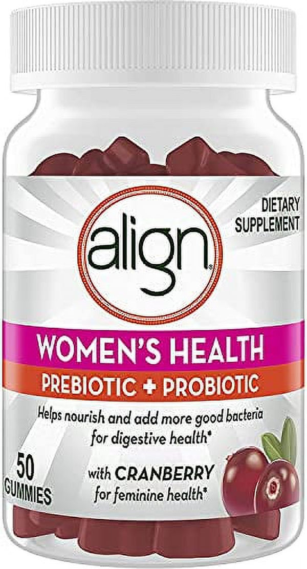 Align Women'S Health, Prebiotic + Probiotic, Help Nourish & Add Good Bacteria for Digestive Health, with Cranberry for Feminine Health, 50 Gummies
