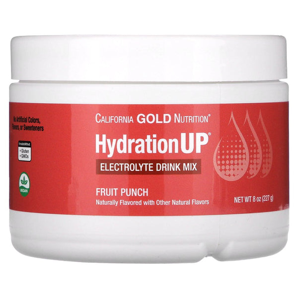 California Gold Nutrition BEVERAGES, Hydrationup, Electrolytes, Fruit Punch, 8 Oz (227 G)