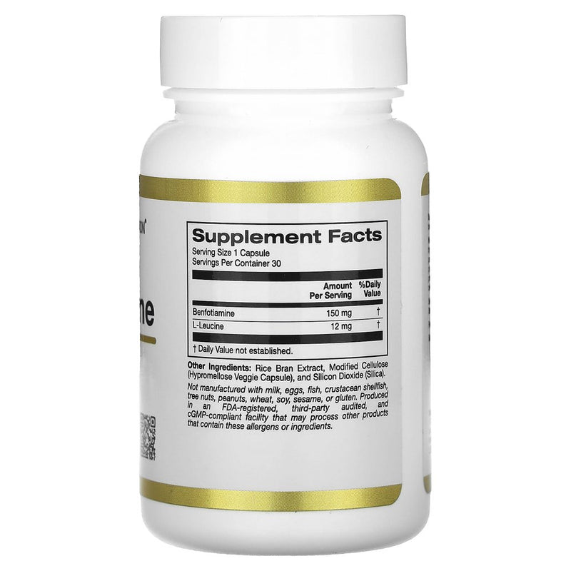 California Gold Nutrition Benfotiamine, 150 Mg, 30 Veggie Capsules