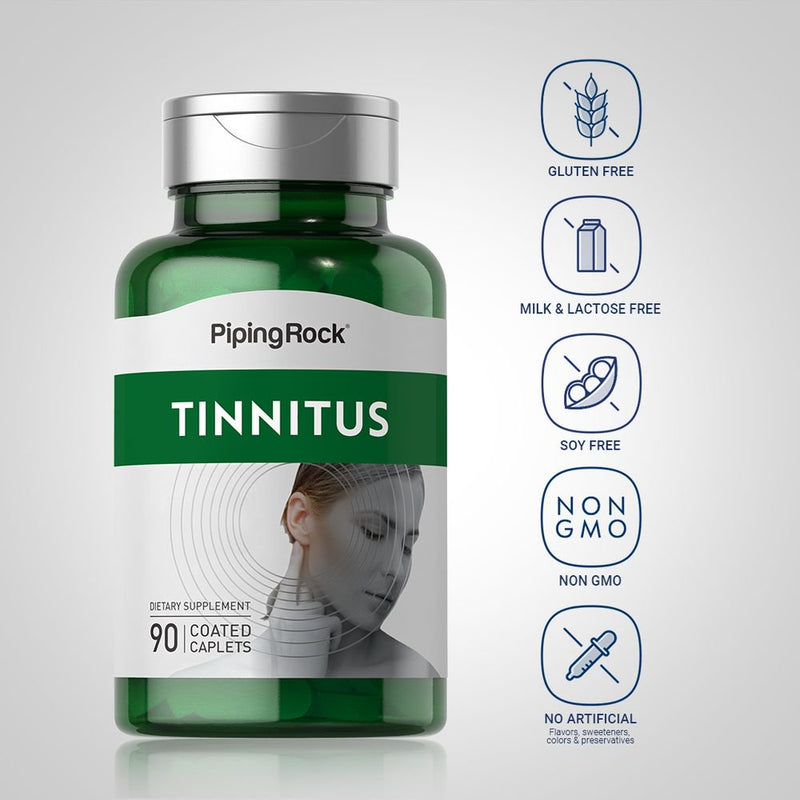 Tinnitus Relief | 90 Caplets | Ear Health Supplement | Vegetarian | by Piping Rock