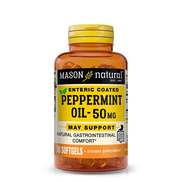 Mason Natural Peppermint Oil 50 Mg - Healthy Gut and Bowel Support Dietary Supplement, 90 Soft Gels