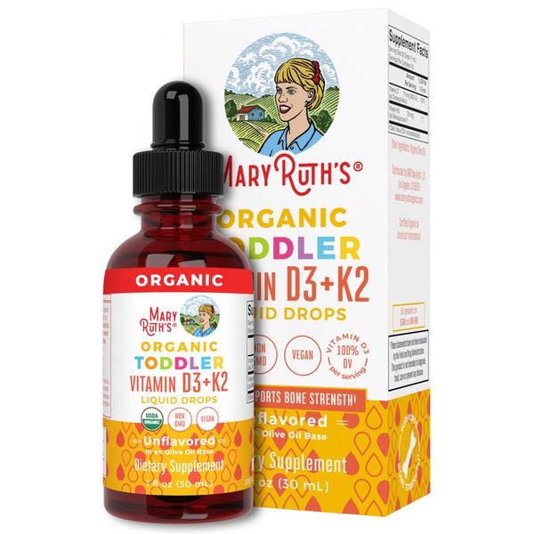 Maryruth Organics | Vitamin D3+K2 Liquid Drops | Unflavored | Non-Gmo, Vegan, Plant-Based | 1 Fl Oz | Unisex | Overall Wellness |