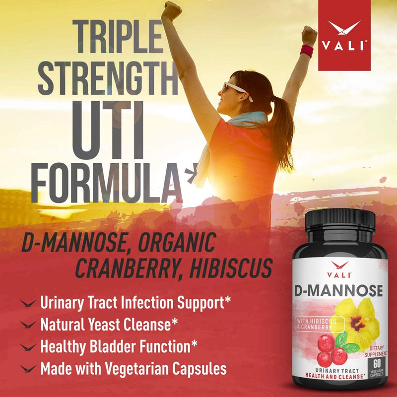 VALI D-Mannose with Cranberry & Hibiscus Urinary Tract Supplement, 60 Veggie Capsules