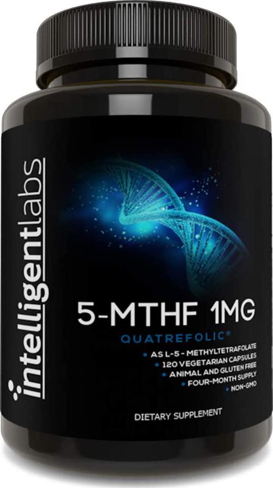 1MG 5-MTHF, MethylFolate by Intelligent Labs, 120 Capsules, 4 Months Supply, Best Value Folic Acid Supplement as Quatrefolic Acid, Acitvated Folate, 1MG = 1000mcg, 5 methyltetrahydrofolate