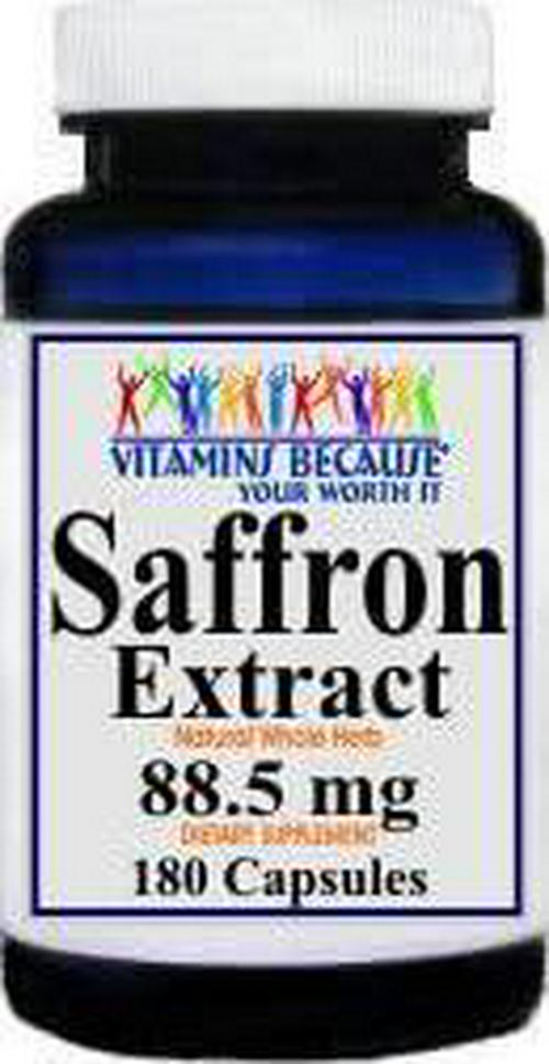 #1 Best VALUE Premium Pure Saffron Extract 88.5 Mg, 180 Capsules- 6 Month Supply!! (Only one capsule a day) Saffron Is a Natural Appetite Suppressant by Vitamins Because