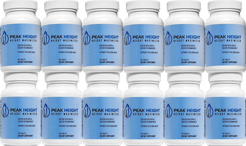 #1 Grow Taller Height Pill Supplement - Peak Height 12 Month Supply - Height Supplement - Doctor Recommended - How to Grow Taller 90 tablets (Pack of 12)