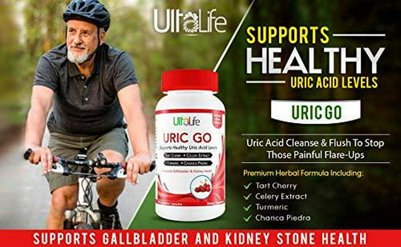 #1 URIC GO Uric Acid Cleanse Support Supplement + Tart Cherry, Chanca Piedra, Cranberry, Turmeric and Celery Seed Capsules - Detox to Flush Buildup and Supports Joint Pain Relief, Flare-Ups and Inflammation