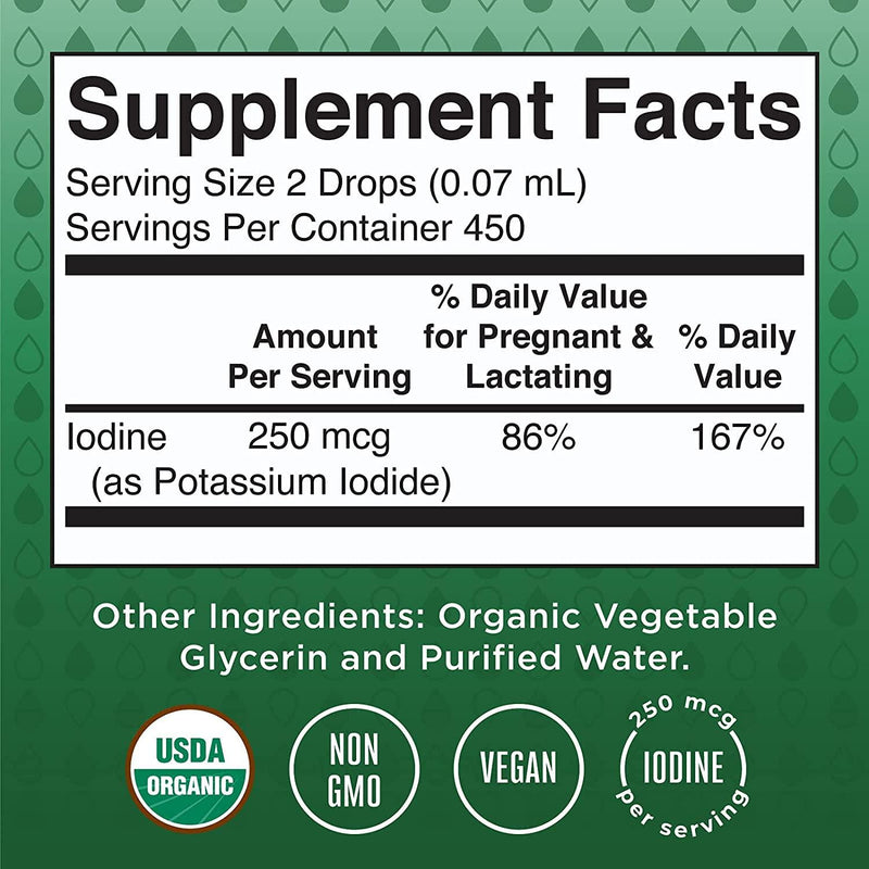 (1 Year Supply) Vegan Iodine Drops by MaryRuth's - Nascent Liquid Iodine Supplement Drops Solution - Pure, Clear Iodine - Promotes Optimal Thyroid Health - Hormone and Weight Support - 450 Servings