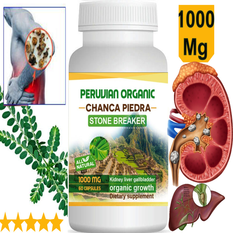 Chanca Piedra Stone Breaker Kidney Liver Gallstones Pill1000Mg 60 Capsules Pack of 2 120 Capsules