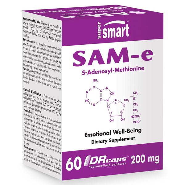 Supersmart - Sam-E 200 Mg (S-Adenosyl Methionine) - Joint Supplement - Mood Support - Liver Detox | Non-Gmo & Gluten Free - 60 DR Capsules