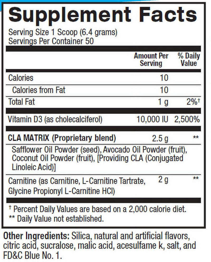 BPI Health CLA + Carnitine 50 Serving Non-Stim Weight Loss Formula - Rainbow Ice Flavor
