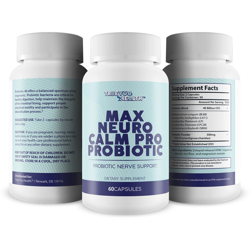 Max Neuro Calm Pro Probiotic - Probiotic Nerve Support - 40 Billion CFU Premium Formula - Support Mood - Aid Improved Nerve Health - Support Gut Health - Support Natural Immune Function