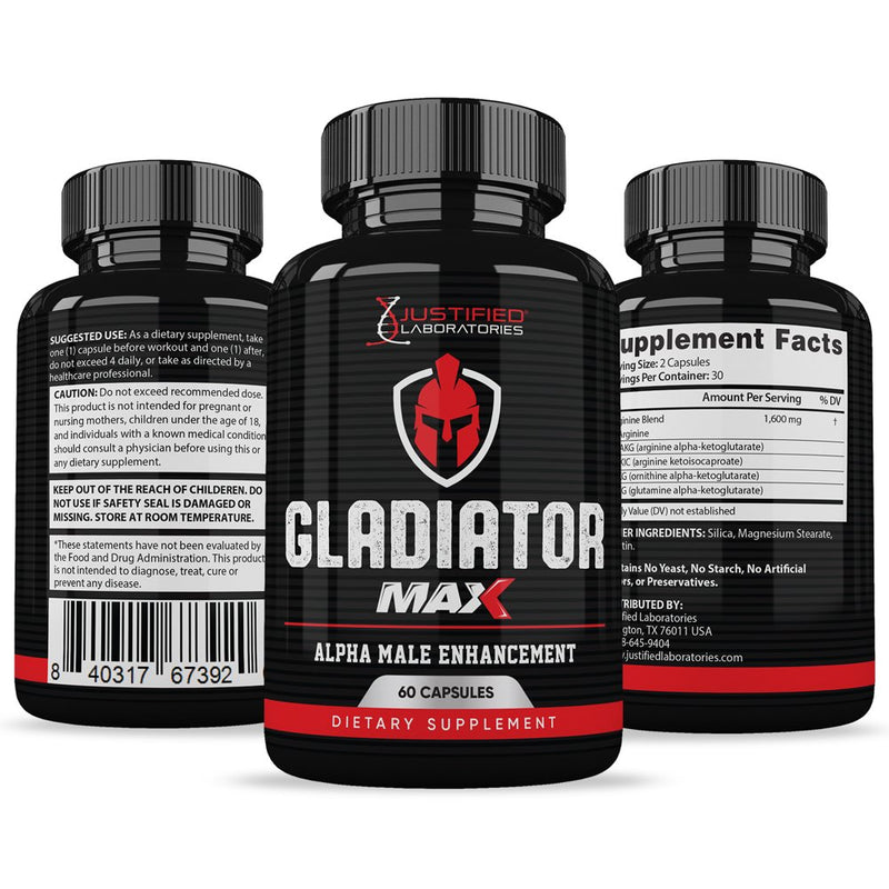 (10 Pack) Gladiator Max 1600MG Advanced Men'S Health Formula 600 Capsules
