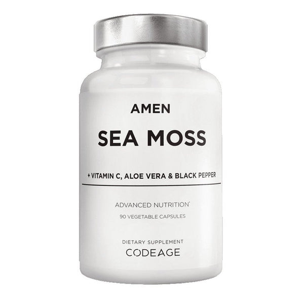 Amen Sea Moss, Bladderwrack, Burdock, Vitamin C, Aloe Vera, Black Pepper, Seaweed Superfood, 90 Ct