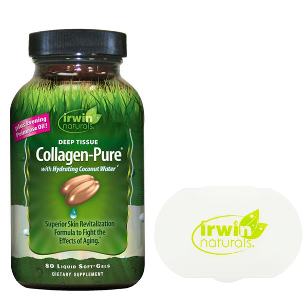 Irwin Naturals Deep Tissue Collagen-Pure anti Aging Skin Care - 80 Ct + Pill Box