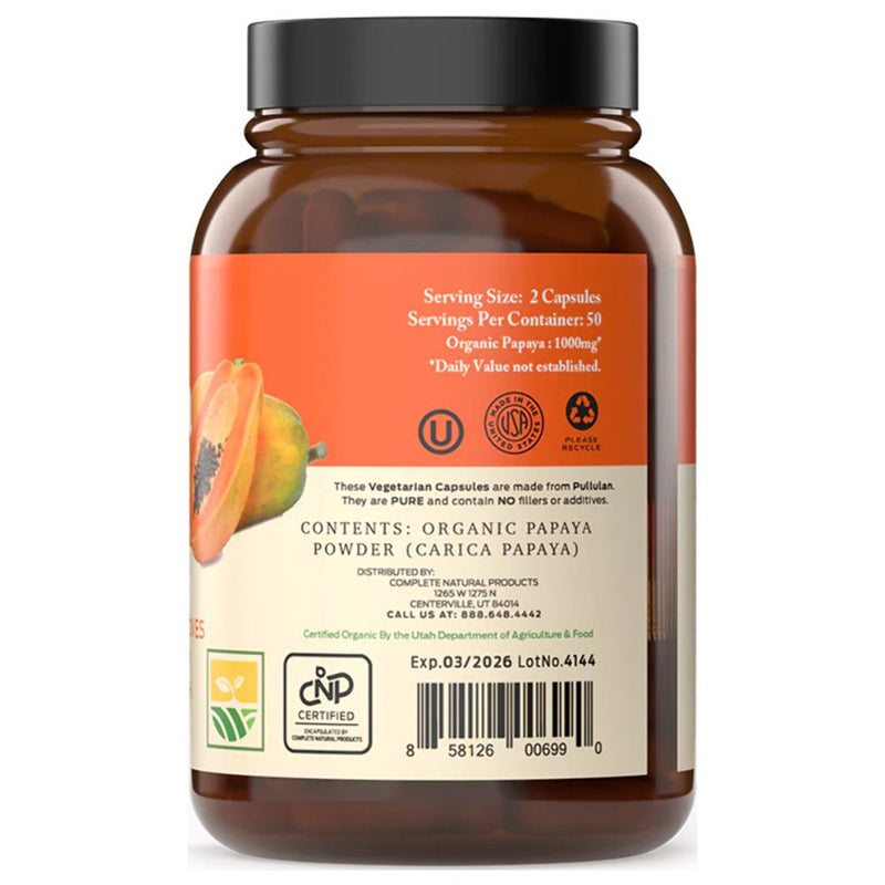 Papaya Enzymes & Organic Papain Enzyme Capsules - 600Mg 100 Pills, Organic Papaya Powder Digestive Super Fruit Capsules