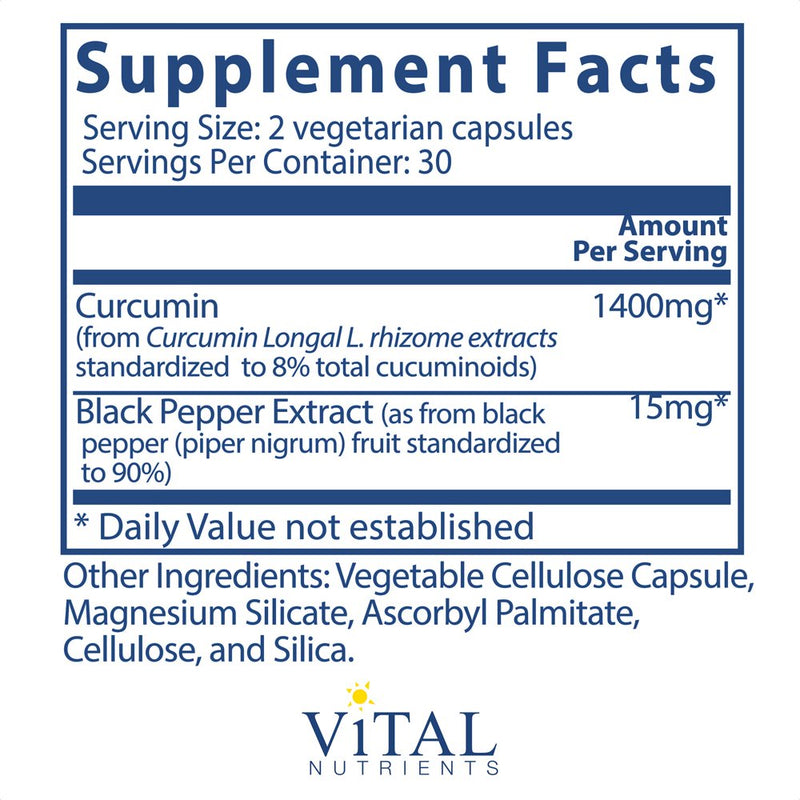 Vital Nutrients - Curcumin Extract (With Bioperine) - Nutritional Support for Normal Tissue Health - 60 Capsules per Bottle - 700 Mg
