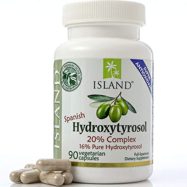 20% Hydroxytyrosol ComplexTM Olive Fruit Extract - Super Strength 100% Grown and Extracted in Spain. 100 mg, 90 Capsules. from Island Nutrition, The Maker of Real European Olive Leaf Extract.