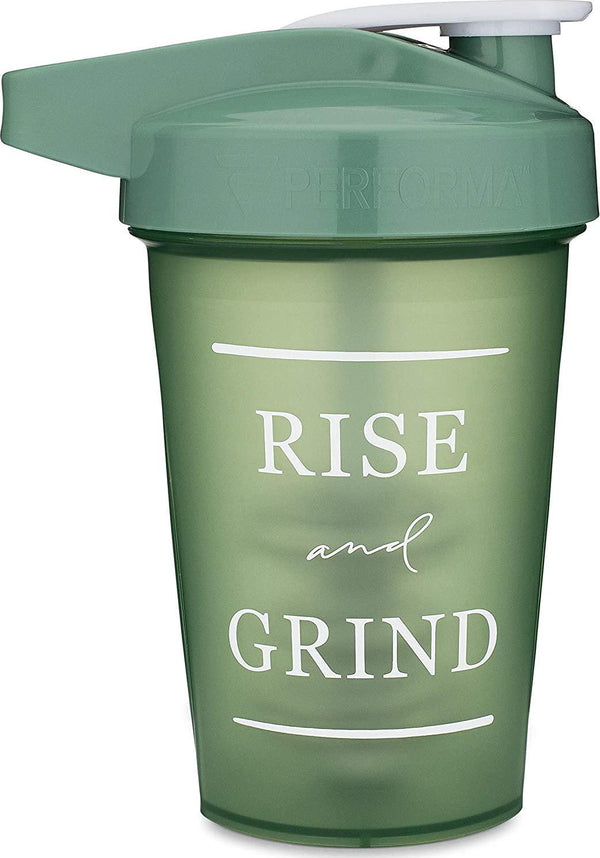 20-Ounce Shaker Bottle with Action-Rod Mixer | Shaker Cups with Motivational Quotes | Protein Shaker Bottle is BPA Free and Dishwasher Safe | Rise - Sage