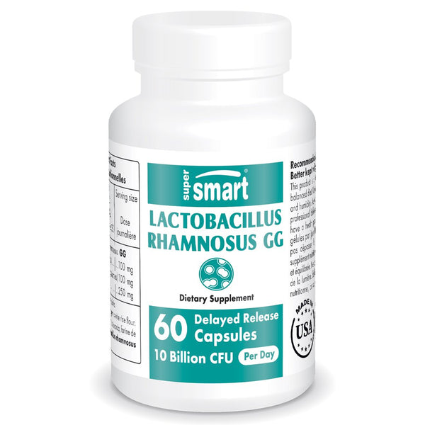 Supersmart - Lactobacillus Rhamnosus GG 10 Billion CFU per Day - Probiotic Supplement - Digestive Support - Vaginal Flora Health | Non-Gmo & Gluten Free - 60 DR Capsules