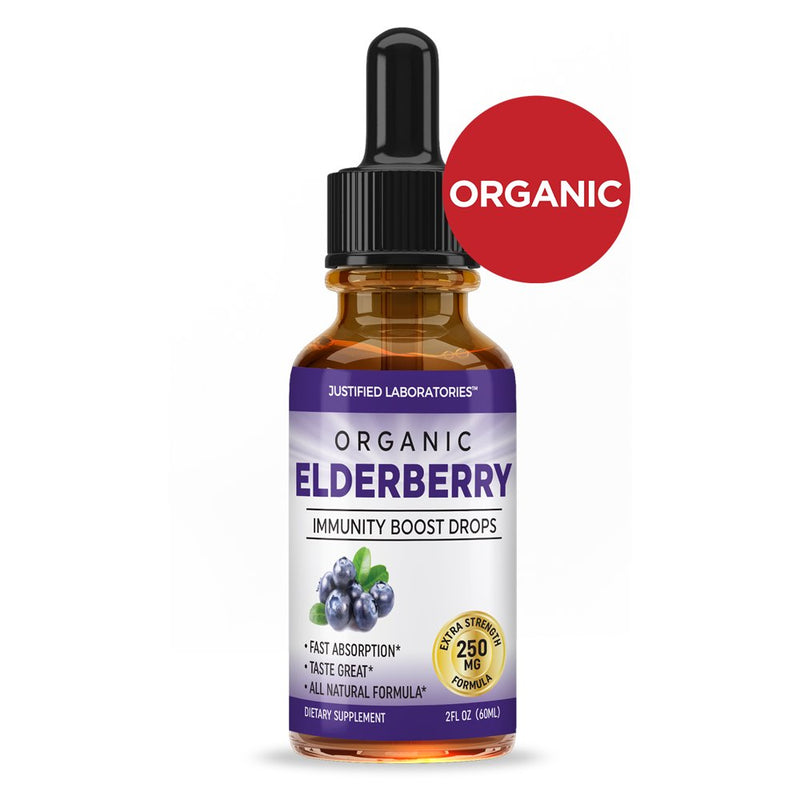 Organic Elderberry Liquid Extract Drops 250Mg Berry Flavor 2Oz 2 Bottles