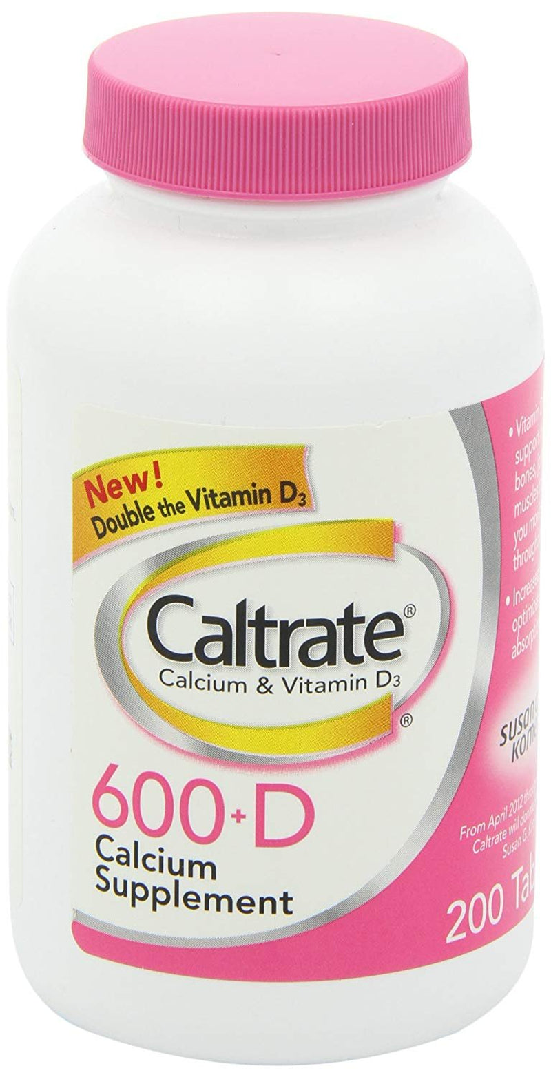 Caltrate 600+D3 200 Count Calcium and Vitamin D Supplement Tablet, 600 Mg