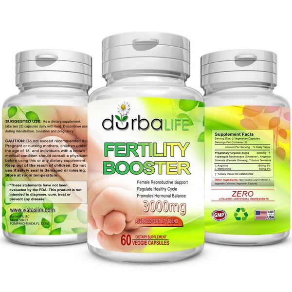 Durba Life Fertility Booster 3000Mg 60 Veggie Pills Female Reproductive Health Supplement