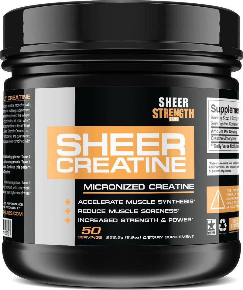 250g Micronized Creatine Monohydrate Powder - Muscle Builder Supplement - Non-GMO - Packaging May Vary. - Sheer Strength Labs