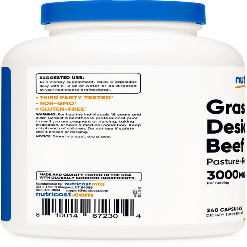 Nutricost Grass Fed Desiccated Beef Liver Supplement 240 Capsules, 3000Mg (750Mg per Cap)