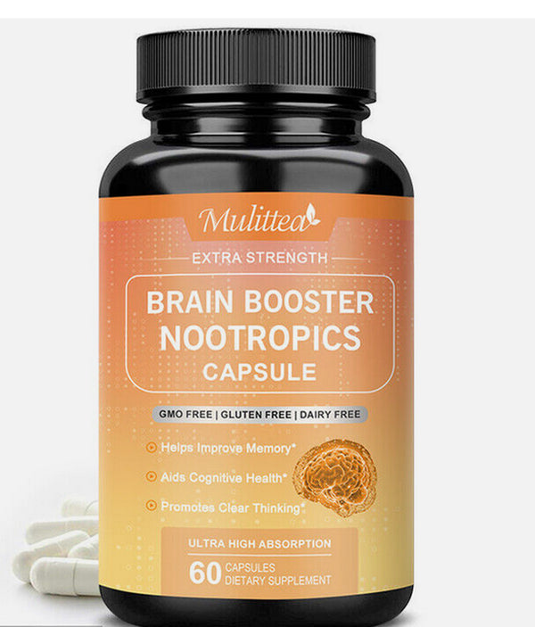Brain Booster Nootropic Supplement Support Focus Energy Memory & Clarity 60Pills