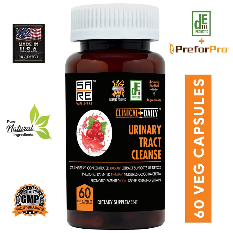 Clinical Daily Cranberry Supplement for Urinary Tract Health Probiotic Prebiotic 60 Capsules
