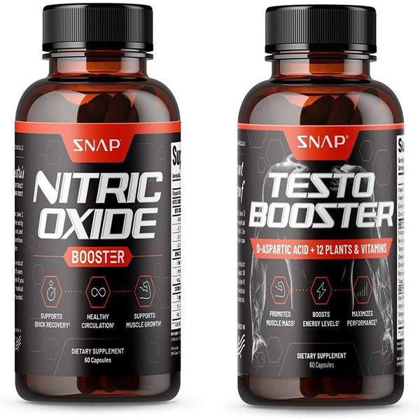 Snap Supplements Men'S Testosterone + Nitric Oxide Booster Bundle (60+60 Capsules)