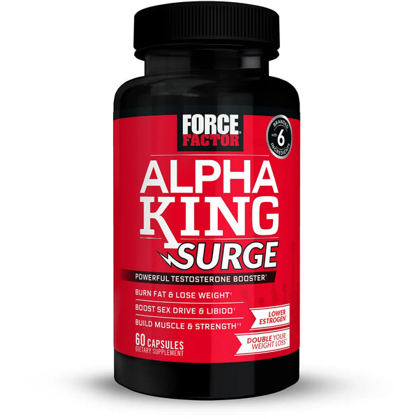 Force Factor Alpha King Surge Testosterone Booster and Fat Burner for Men, 60 Capsules