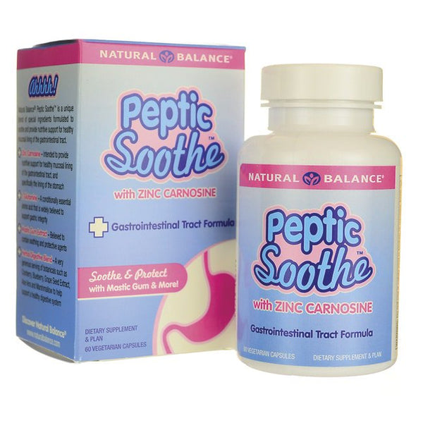Natural Balance Peptic Soothe | Gastrointestinal Formula for Healthy Digestion Support | with Zinc Carnosine, L-Glutamine & Mastic Gum | 60 Vegcaps