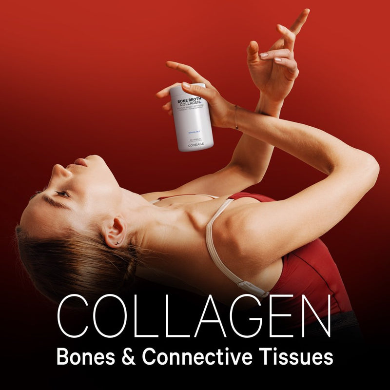 Codeage Bone Broth, Organic Bovine & Chicken Bone Broth, Grass-Fed Pasture-Raised Collagen Capsules, 180 Ct