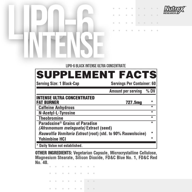 Nutrex Research Lipo-6 Black Intese Ultra Concentrate Fat Burner Weightloss Pills, 60 Ct
