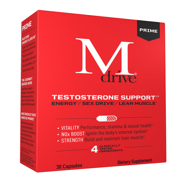 Mdrive Prime Testosterone and Nitric Oxide Booster Supplement for Men, Max Energy, Strength and Stress Relief, 30 Capsules