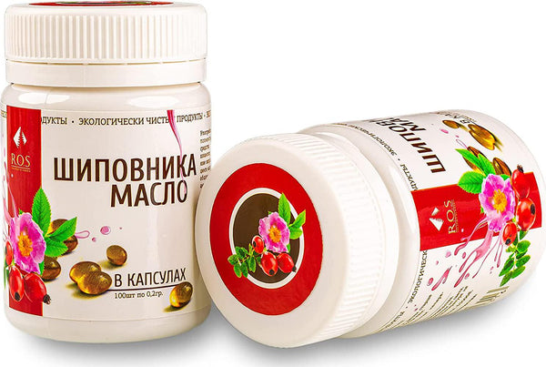 [2 Pack] 100% Siberian Rosehip Oil Cold Pressed (2x100 softgels) Масло Шиповника