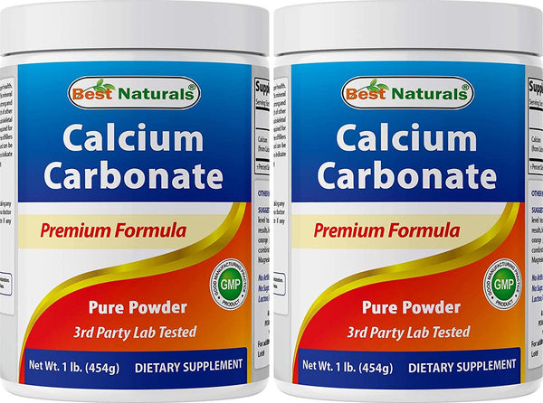 2 Pack - Best Naturals Calcium Carbonate Powder 1 Pound (Total 2 Pound) - Food Grade