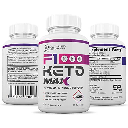 (2 Pack) F1 Keto Max 1200MG Pills Includes Apple Cider Vinegar goBHB Strong Exogenous Ketones Advanced Ketogenic Supplement Ketosis Support for Men Women 120 Capsules
