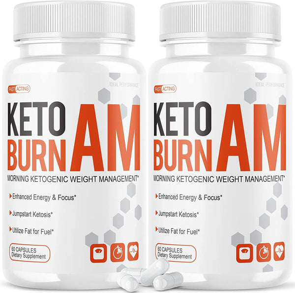 (2 Pack) Keto Burn AM Pills Shark Morning Ketogenic Weight Management XR Loss (120 Capsules)