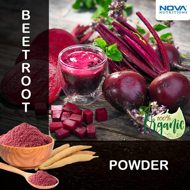2 Pack - Nova Nutritions Certified Organic Beet Root Powder 16 OZ (454 gm) - Nitric Oxide Booster - Boost Stamina and Increases Energy (Total 32 OZ)