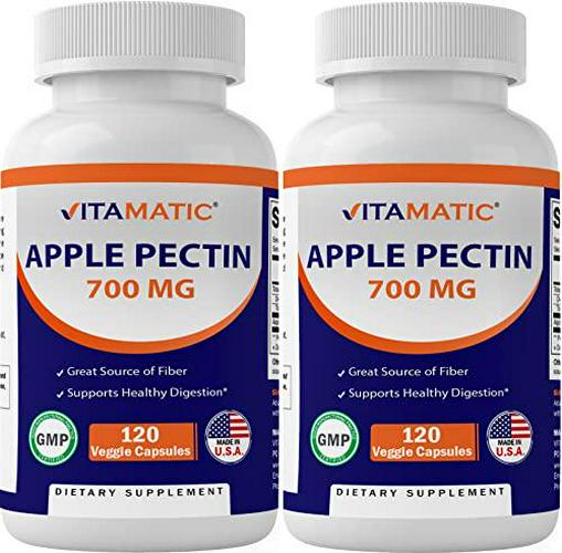 2 Pack Vitamatic Apple Pectin 700 mg 120 Vegetarian Capsules - Dietary Fiber - Promotes Healthy Intestinal Health*
