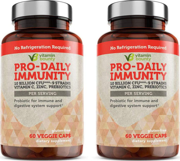 (2 Pack) Zinc and Vitamin C, Pro-Daily Immune Support Probiotics - 10 Strains