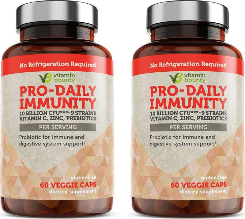 (2 Pack) Zinc and Vitamin C, Pro-Daily Immune Support Probiotics - 10 Strains