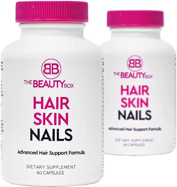 (2 pack) - The Beauty Box Hair Skin and Nails Supplement with Biotin to Grow Faster Healthier, Thicker Hair and Strong Nails and Boost Glowing Skin, Helps Prevent Hair loss (2 pack)